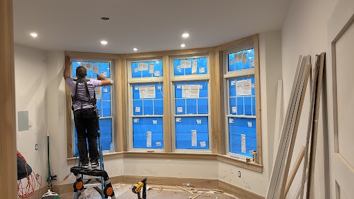 Bay window installation in progress